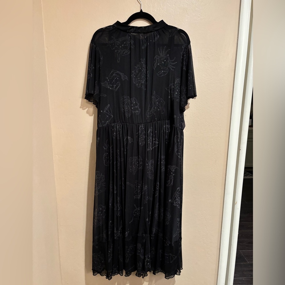 Nightfall Constellation Whimsygoth Black Midi Dress size 22/24 - Picture 6 of 10